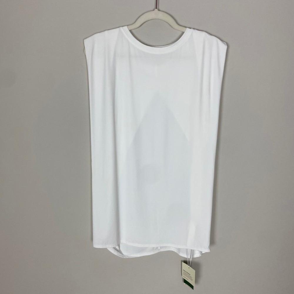 Halara Round Neck Ruched Workout Tank Top Sleeveless Athletic Womens XL White - Picture 2 of 9
